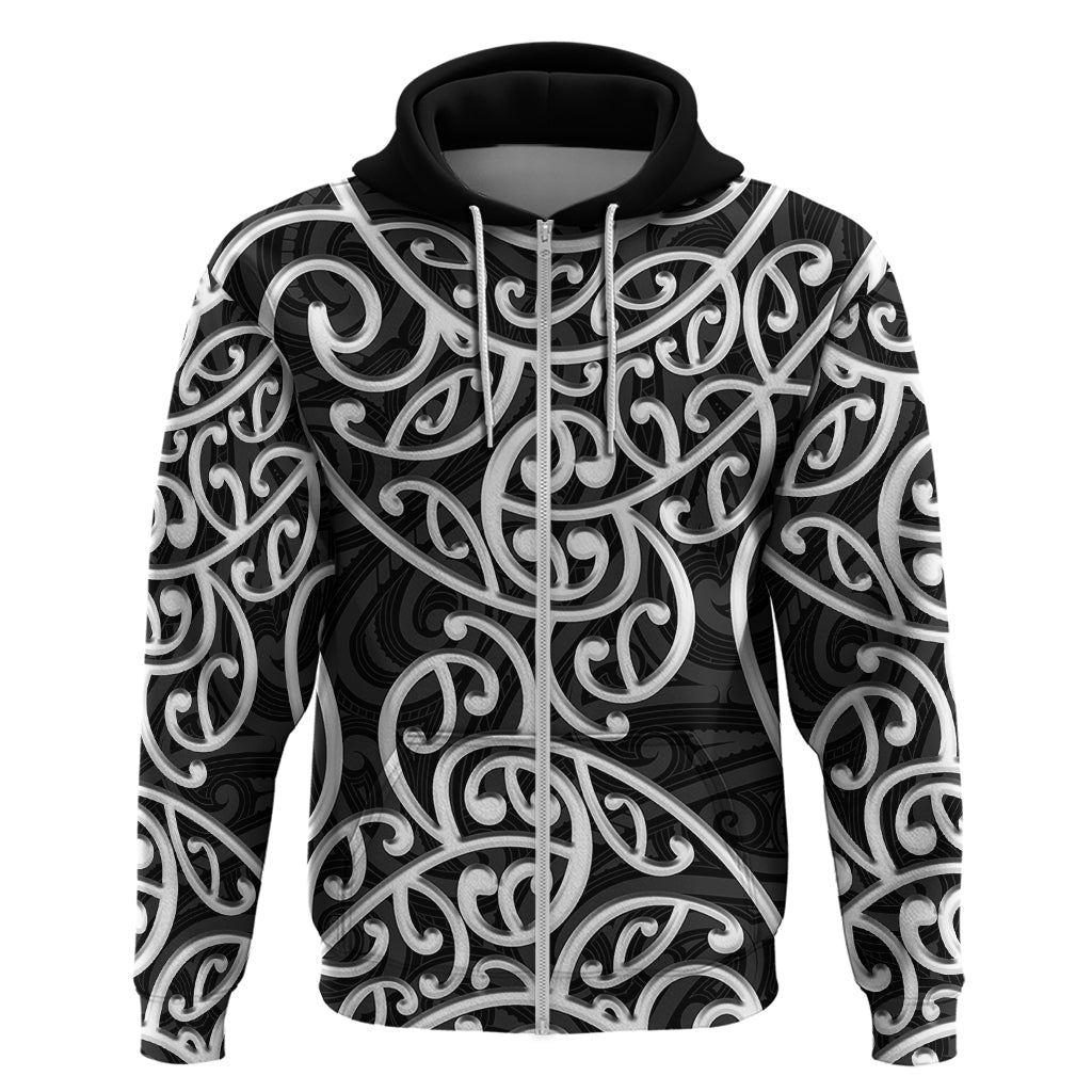 New Zealand Hoodie Maori Pattern White LT6 - Wonder Print Shop
