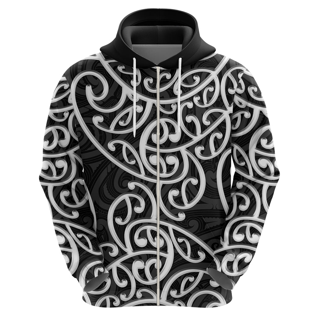 New Zealand Hoodie Maori Pattern White LT6 - Wonder Print Shop