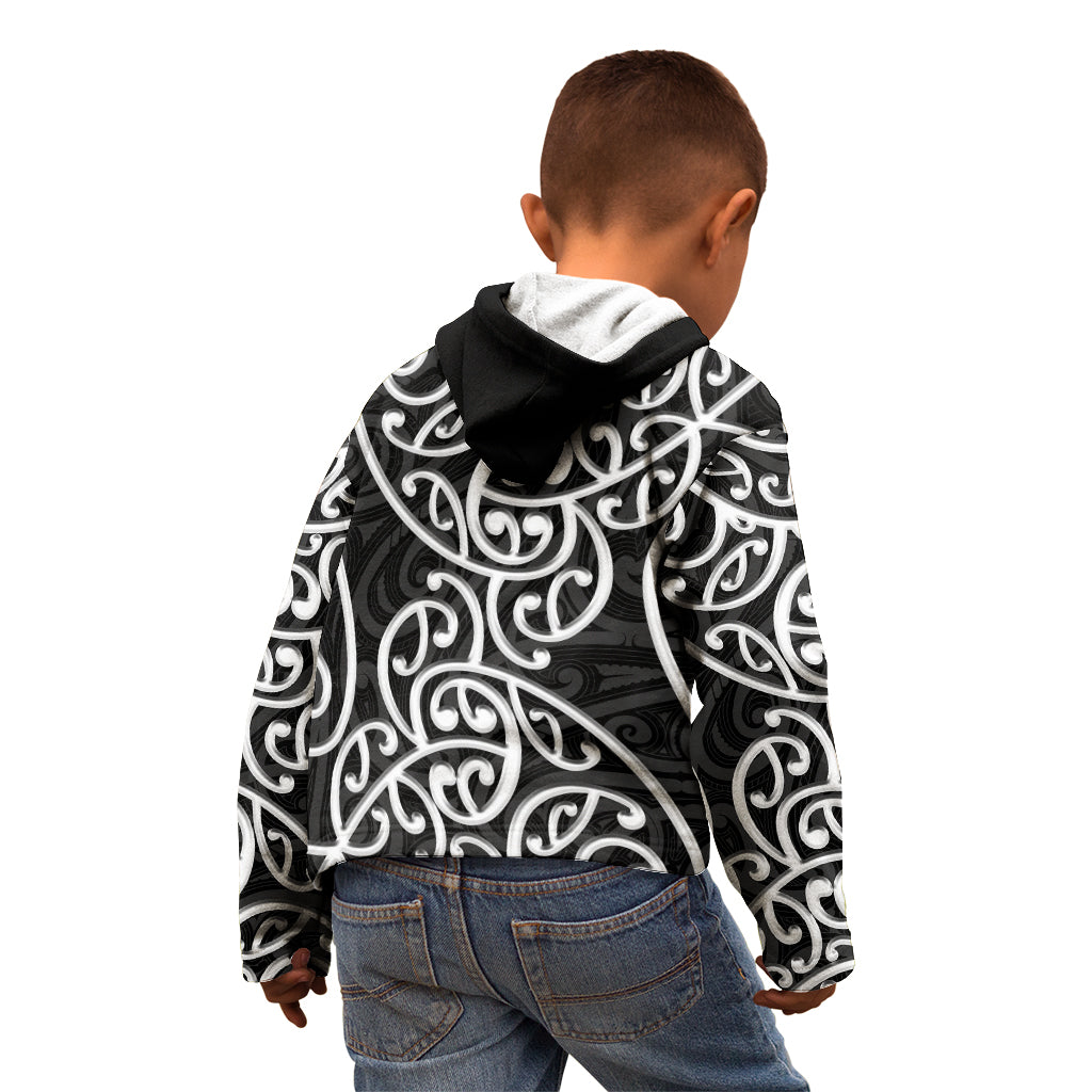 New Zealand Kid Hoodie Maori Pattern White LT6 - Wonder Print Shop