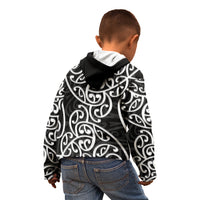 New Zealand Kid Hoodie Maori Pattern White LT6 - Wonder Print Shop