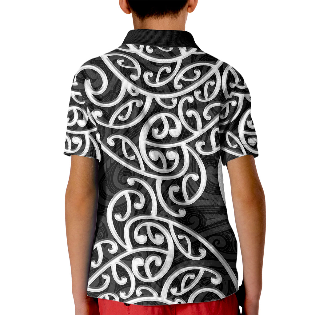 New Zealand Kid Polo Shirt Maori Pattern White LT6 - Wonder Print Shop