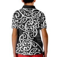 New Zealand Kid Polo Shirt Maori Pattern White LT6 - Wonder Print Shop