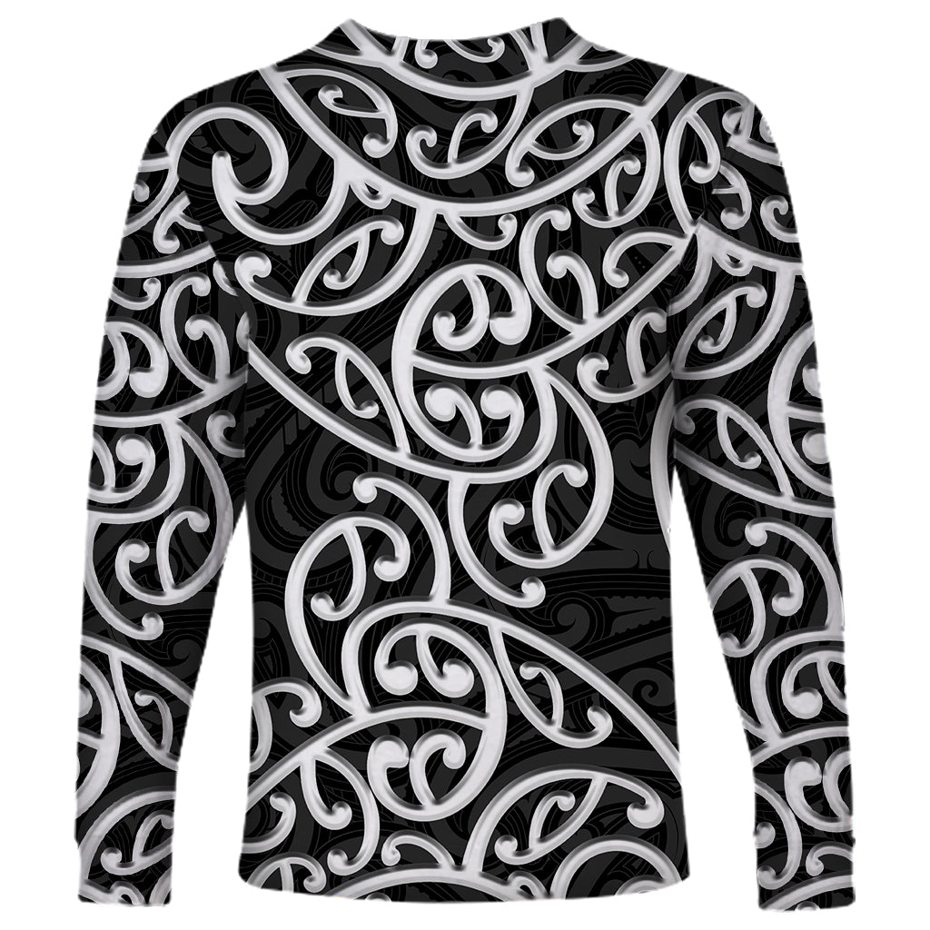 New Zealand Long Sleeve Shirt Maori Pattern White LT6 - Wonder Print Shop