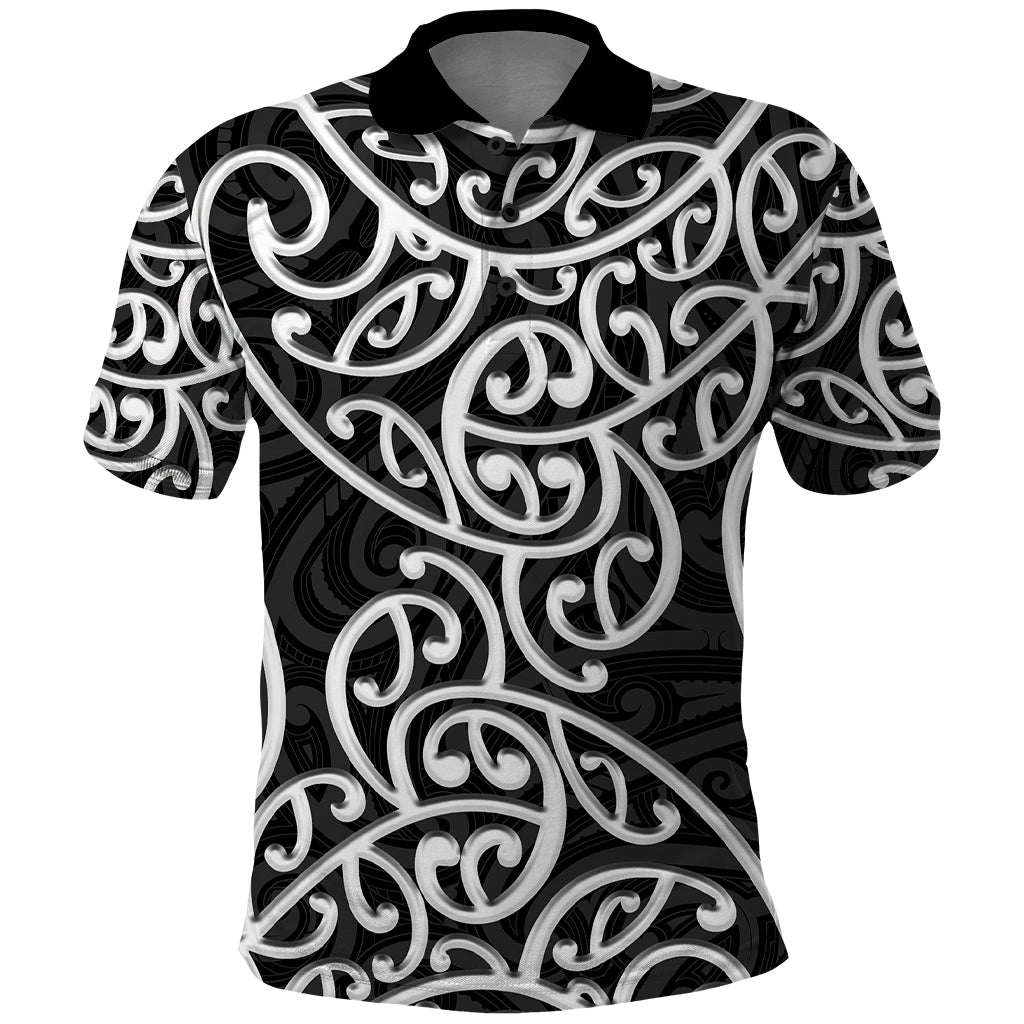New Zealand Polo Shirt Maori Pattern White LT6 - Wonder Print Shop