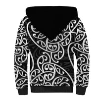 New Zealand Sherpa Hoodie Maori Pattern White LT6 - Wonder Print Shop