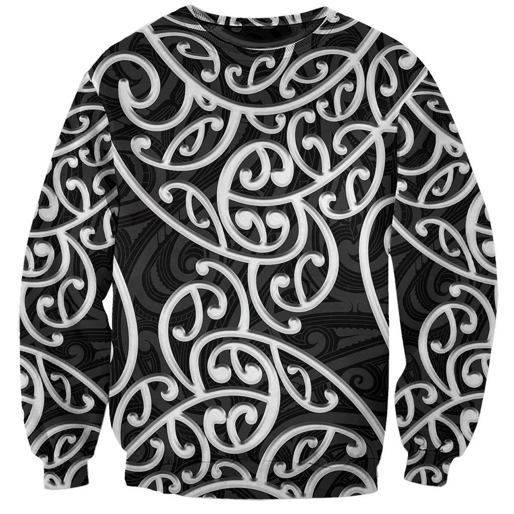 New Zealand Sweatshirt Maori Pattern White LT6 - Wonder Print Shop