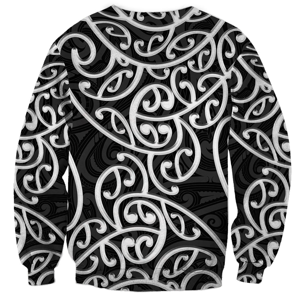 New Zealand Sweatshirt Maori Pattern White LT6 - Wonder Print Shop