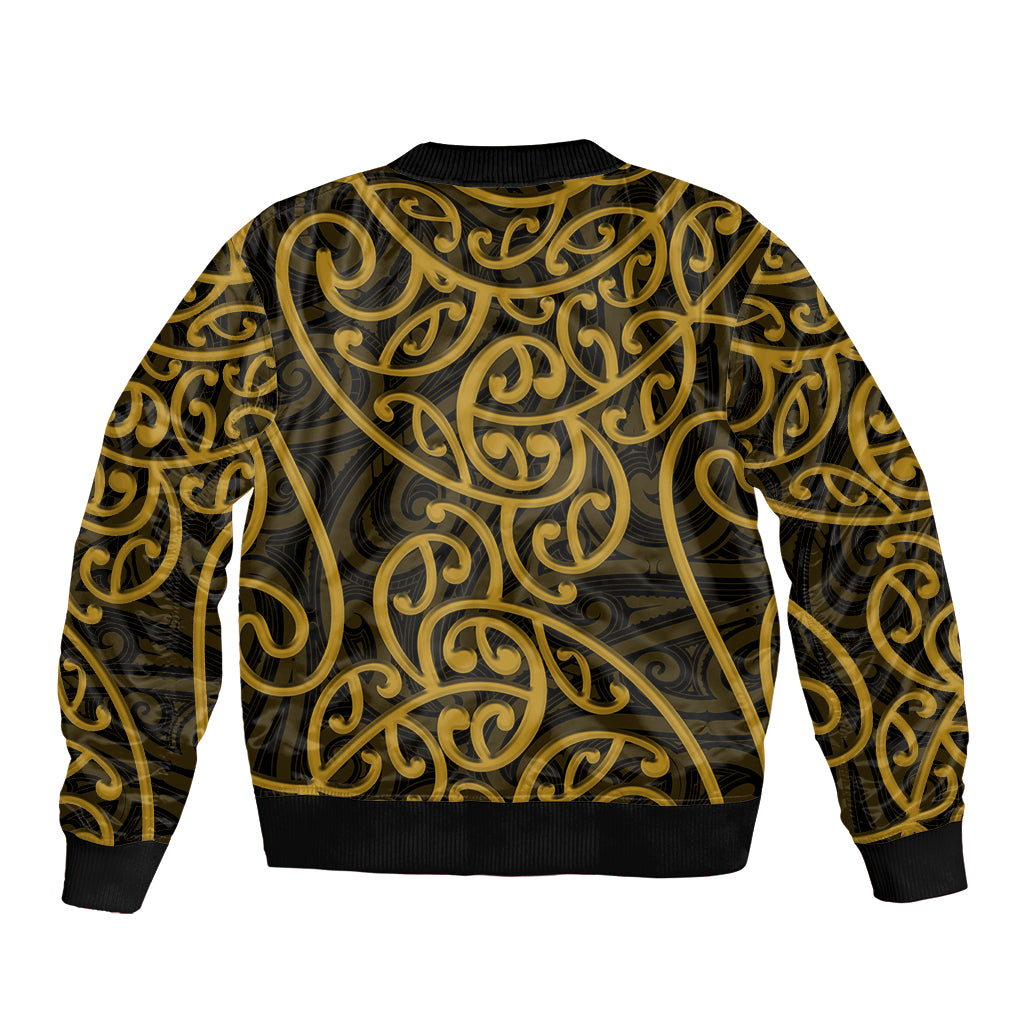 New Zealand Bomber Jacket Maori Pattern Gold LT6 - Wonder Print Shop