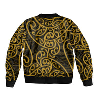 New Zealand Bomber Jacket Maori Pattern Gold LT6 - Wonder Print Shop