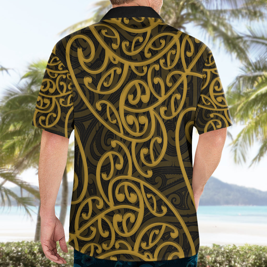New Zealand Hawaiian Shirt Maori Pattern Gold LT6 - Wonder Print Shop