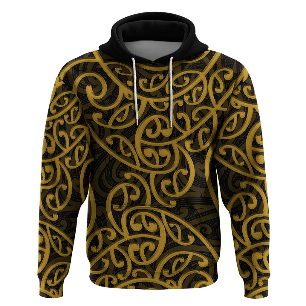 New Zealand Hoodie Maori Pattern Gold LT6 - Wonder Print Shop