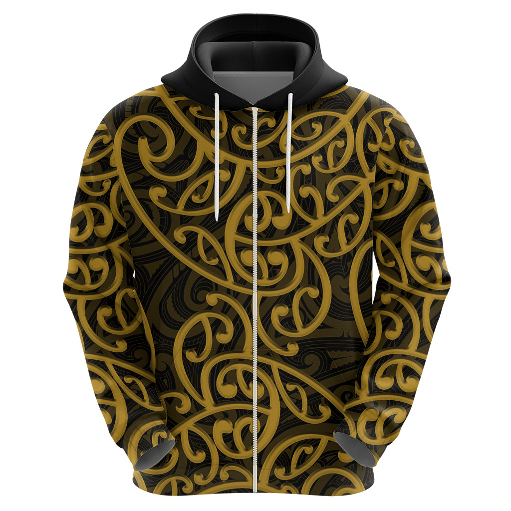 New Zealand Hoodie Maori Pattern Gold LT6 - Wonder Print Shop
