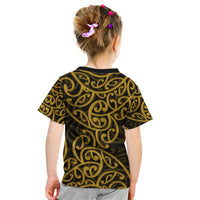 New Zealand Kid T Shirt Maori Pattern Gold LT6 - Wonder Print Shop
