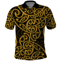 New Zealand Polo Shirt Maori Pattern Gold LT6 - Wonder Print Shop