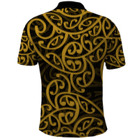 New Zealand Polo Shirt Maori Pattern Gold LT6 - Wonder Print Shop