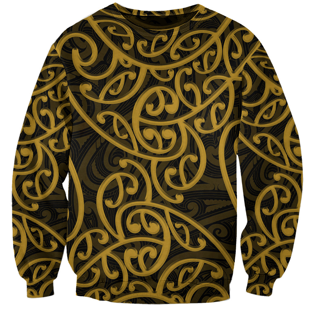 New Zealand Sweatshirt Maori Pattern Gold LT6 - Wonder Print Shop