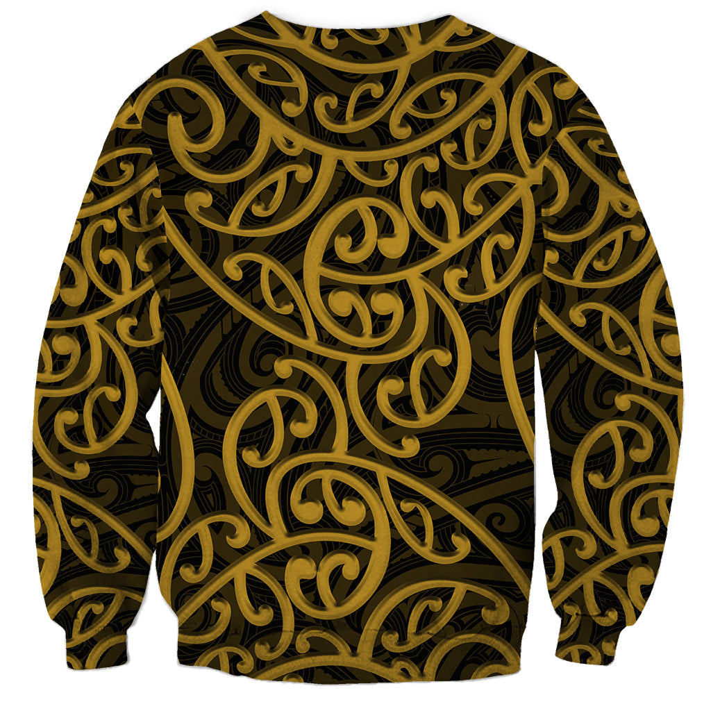 New Zealand Sweatshirt Maori Pattern Gold LT6 - Wonder Print Shop