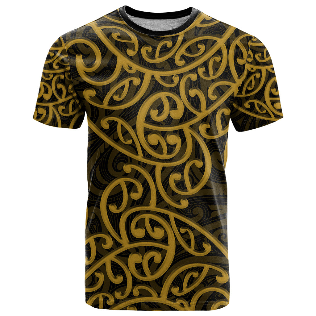 New Zealand T Shirt Maori Pattern Gold LT6 - Wonder Print Shop
