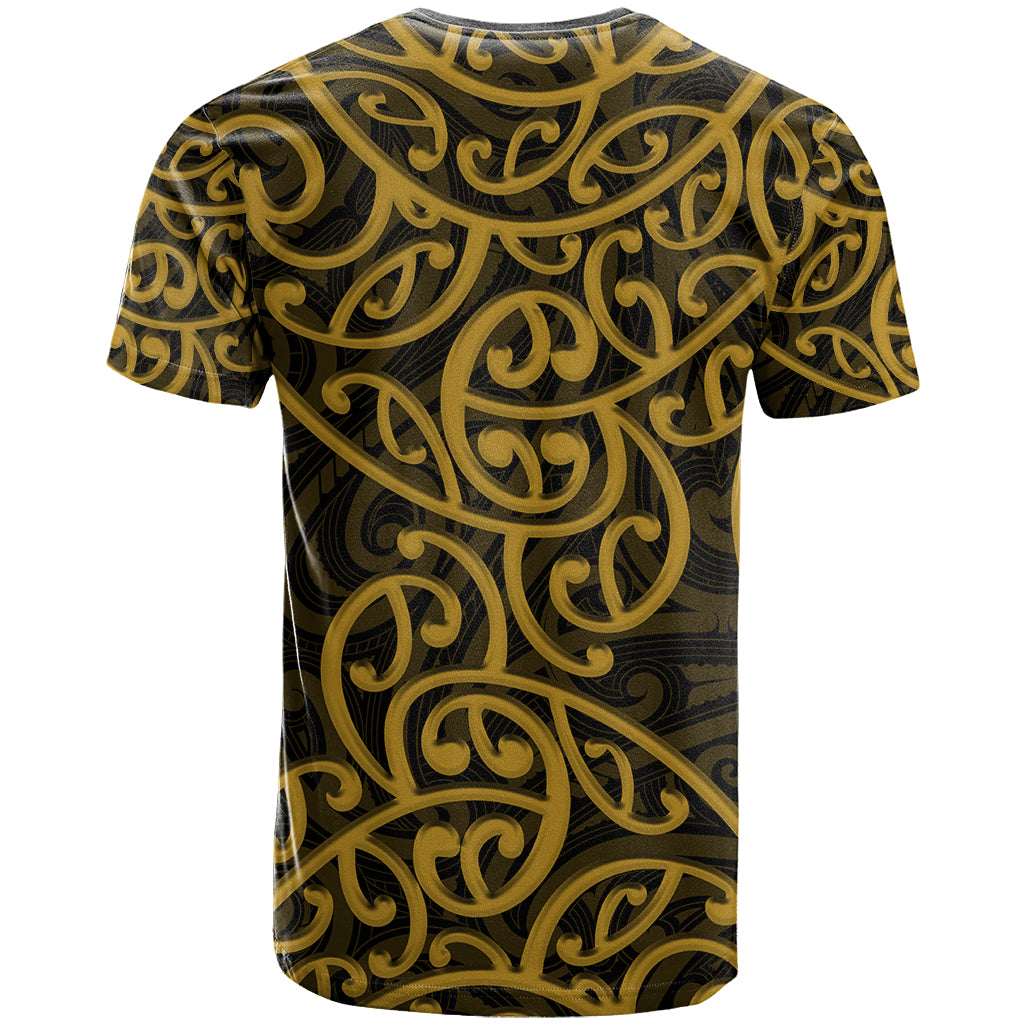 New Zealand T Shirt Maori Pattern Gold LT6 - Wonder Print Shop