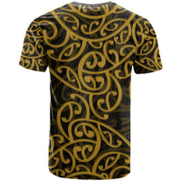 New Zealand T Shirt Maori Pattern Gold LT6 - Wonder Print Shop