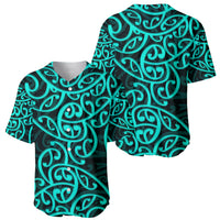 New Zealand Baseball Jersey Maori Pattern Turquoise LT6 - Wonder Print Shop