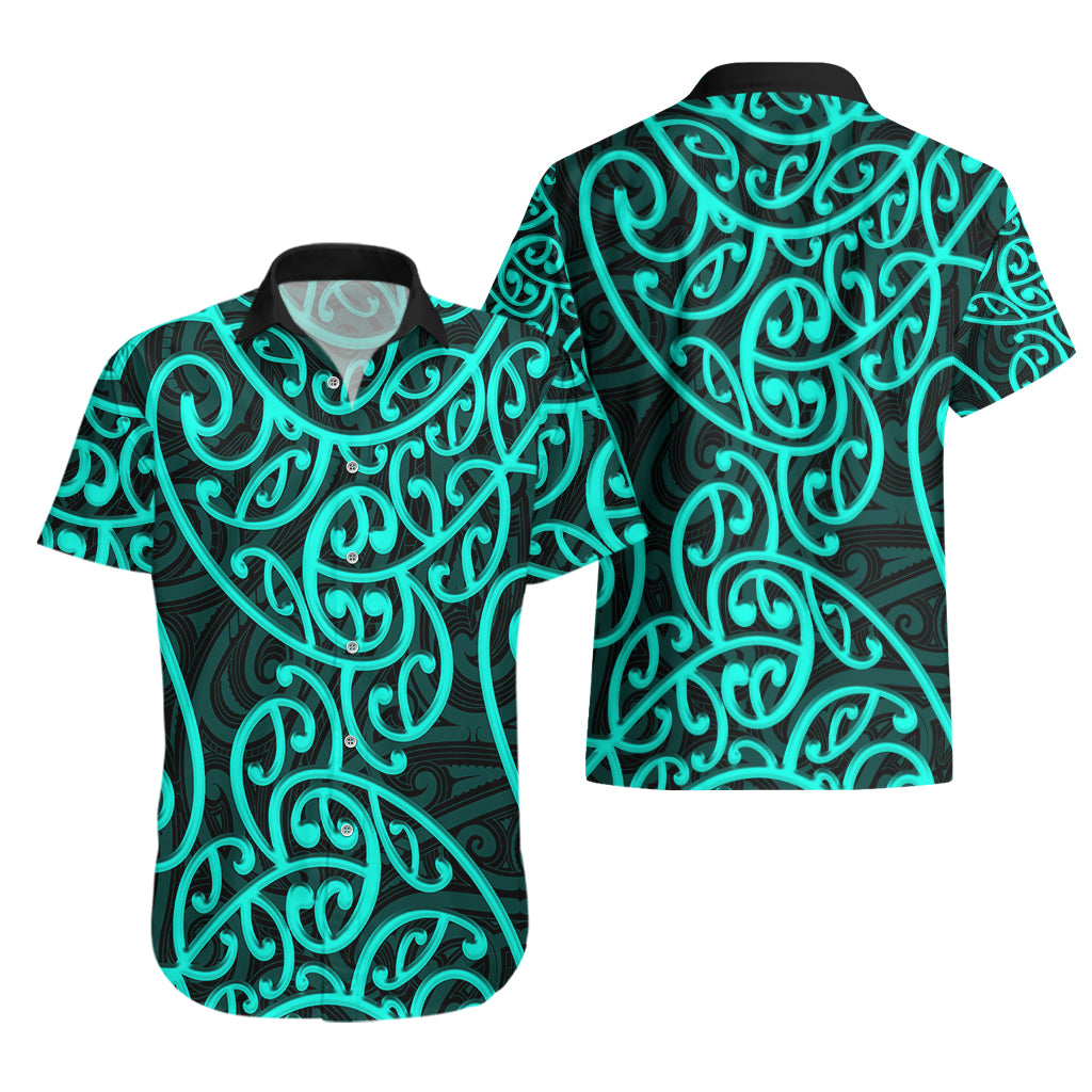 New Zealand Hawaiian Shirt Maori Pattern Turquoise LT6 - Wonder Print Shop