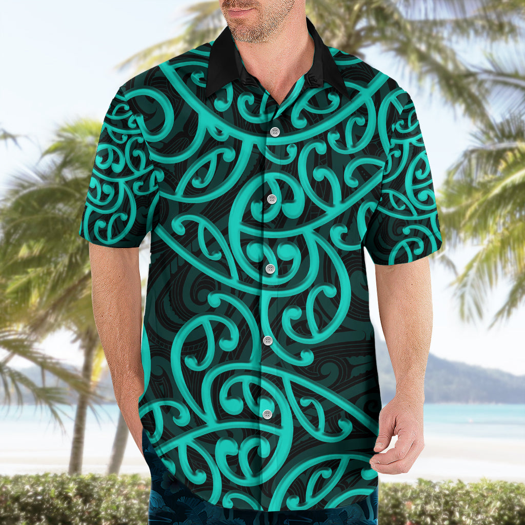 New Zealand Hawaiian Shirt Maori Pattern Turquoise LT6 - Wonder Print Shop