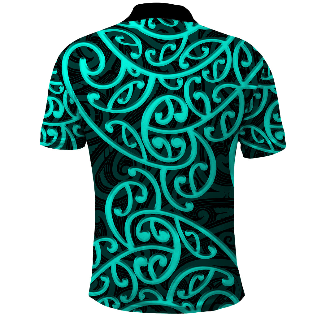 New Zealand Polo Shirt Maori Pattern Turquoise LT6 - Wonder Print Shop
