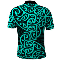 New Zealand Polo Shirt Maori Pattern Turquoise LT6 - Wonder Print Shop