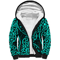 New Zealand Sherpa Hoodie Maori Pattern Turquoise LT6 - Wonder Print Shop