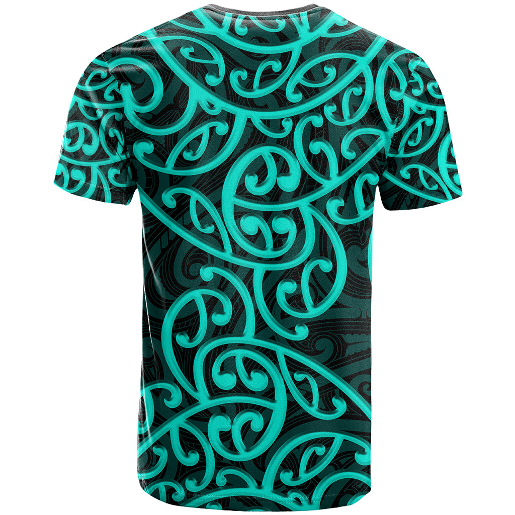 New Zealand T Shirt Maori Pattern Turquoise LT6 - Wonder Print Shop