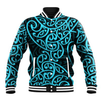 New Zealand Baseball Jacket Maori Pattern Light Blue LT6 - Wonder Print Shop