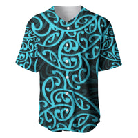 New Zealand Baseball Jersey Maori Pattern Light Blue LT6 - Wonder Print Shop