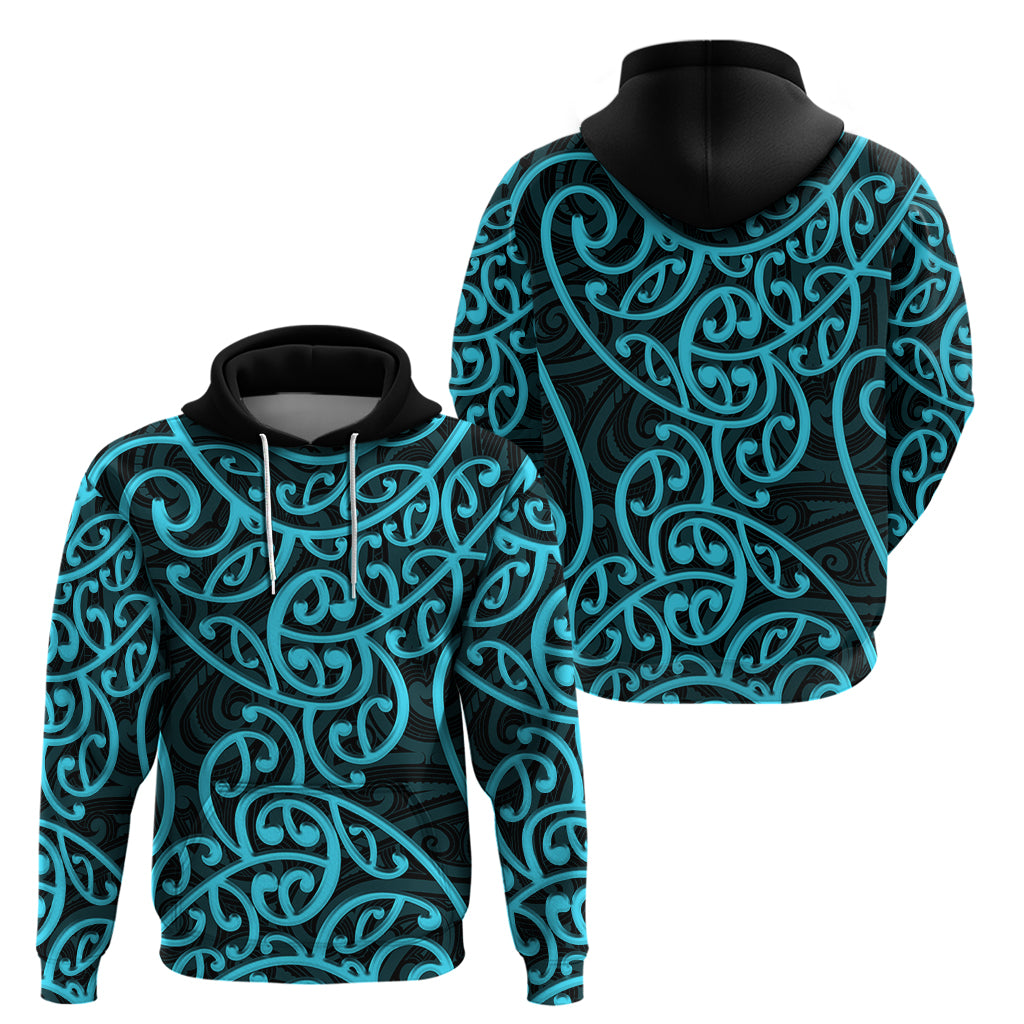 New Zealand Hoodie Maori Pattern Light Blue LT6 - Wonder Print Shop