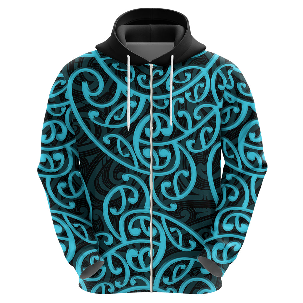 New Zealand Hoodie Maori Pattern Light Blue LT6 - Wonder Print Shop
