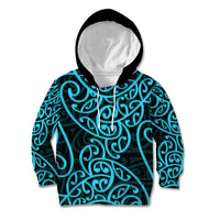 New Zealand Kid Hoodie Maori Pattern Light Blue LT6 - Wonder Print Shop