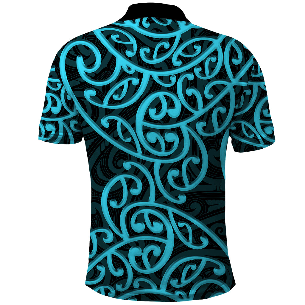 New Zealand Polo Shirt Maori Pattern Light Blue LT6 - Wonder Print Shop
