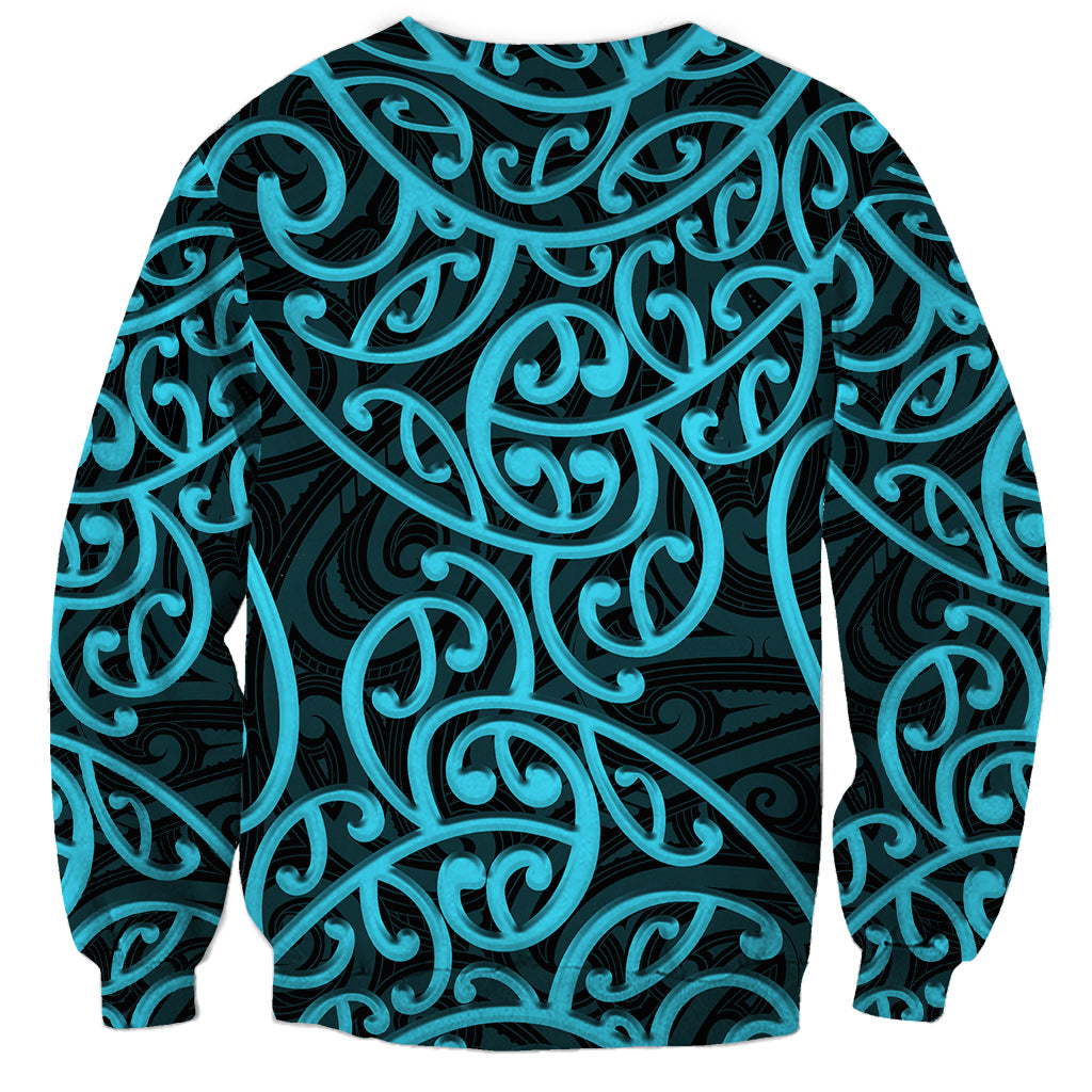 New Zealand Sweatshirt Maori Pattern Light Blue LT6 - Wonder Print Shop