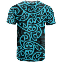New Zealand T Shirt Maori Pattern Light Blue LT6 - Wonder Print Shop