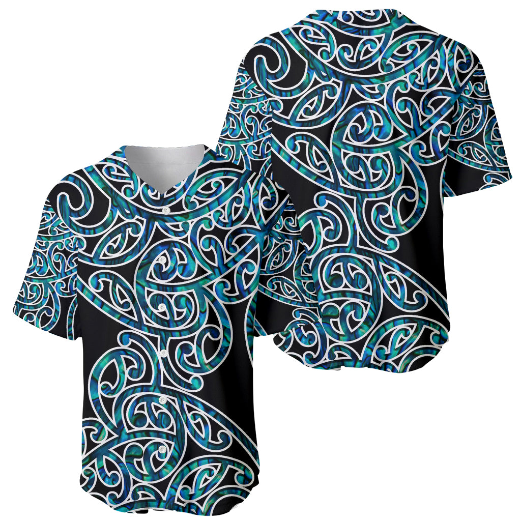 New Zealand Baseball Jersey Maori Pattern Papua Shell LT6 - Wonder Print Shop