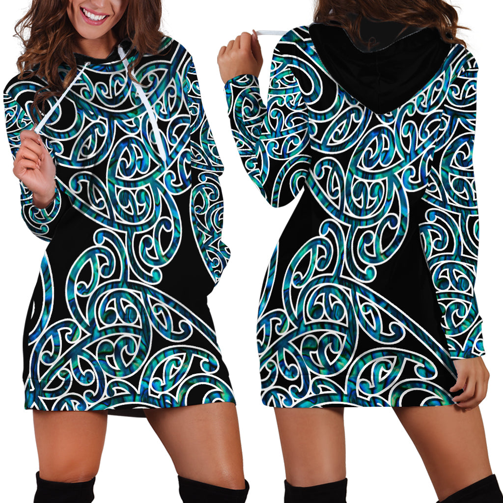 New Zealand Hoodie Dress Maori Pattern Papua Shell LT6 - Wonder Print Shop
