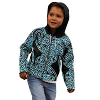 New Zealand Kid Hoodie Maori Pattern Papua Shell LT6 - Wonder Print Shop