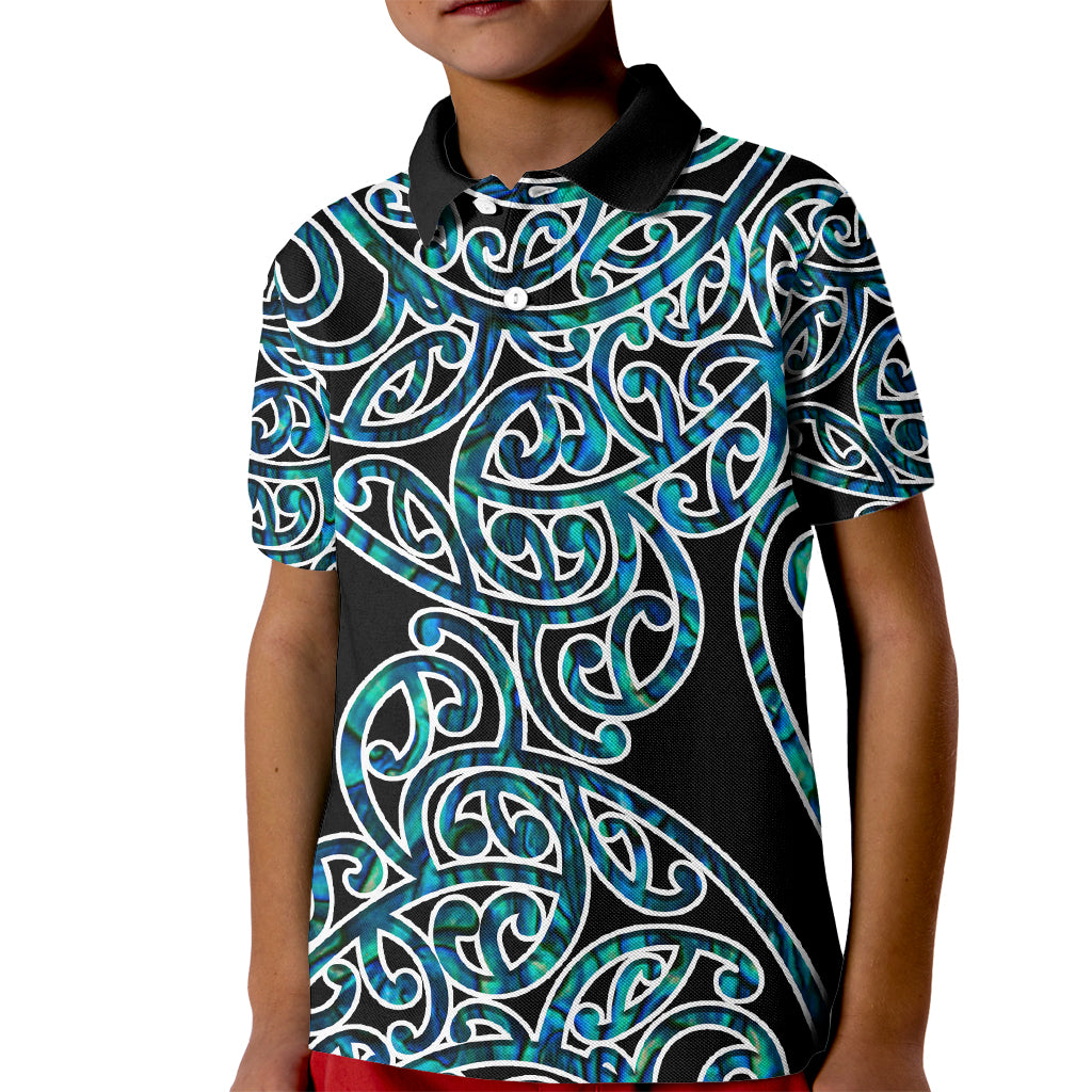 New Zealand Kid Polo Shirt Maori Pattern Papua Shell LT6 - Wonder Print Shop