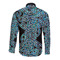 New Zealand Long Sleeve Button Shirt Maori Pattern Papua Shell LT6 - Wonder Print Shop