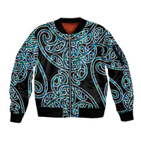New Zealand Sleeve Zip Bomber Jacket Maori Pattern Papua Shell LT6 - Wonder Print Shop