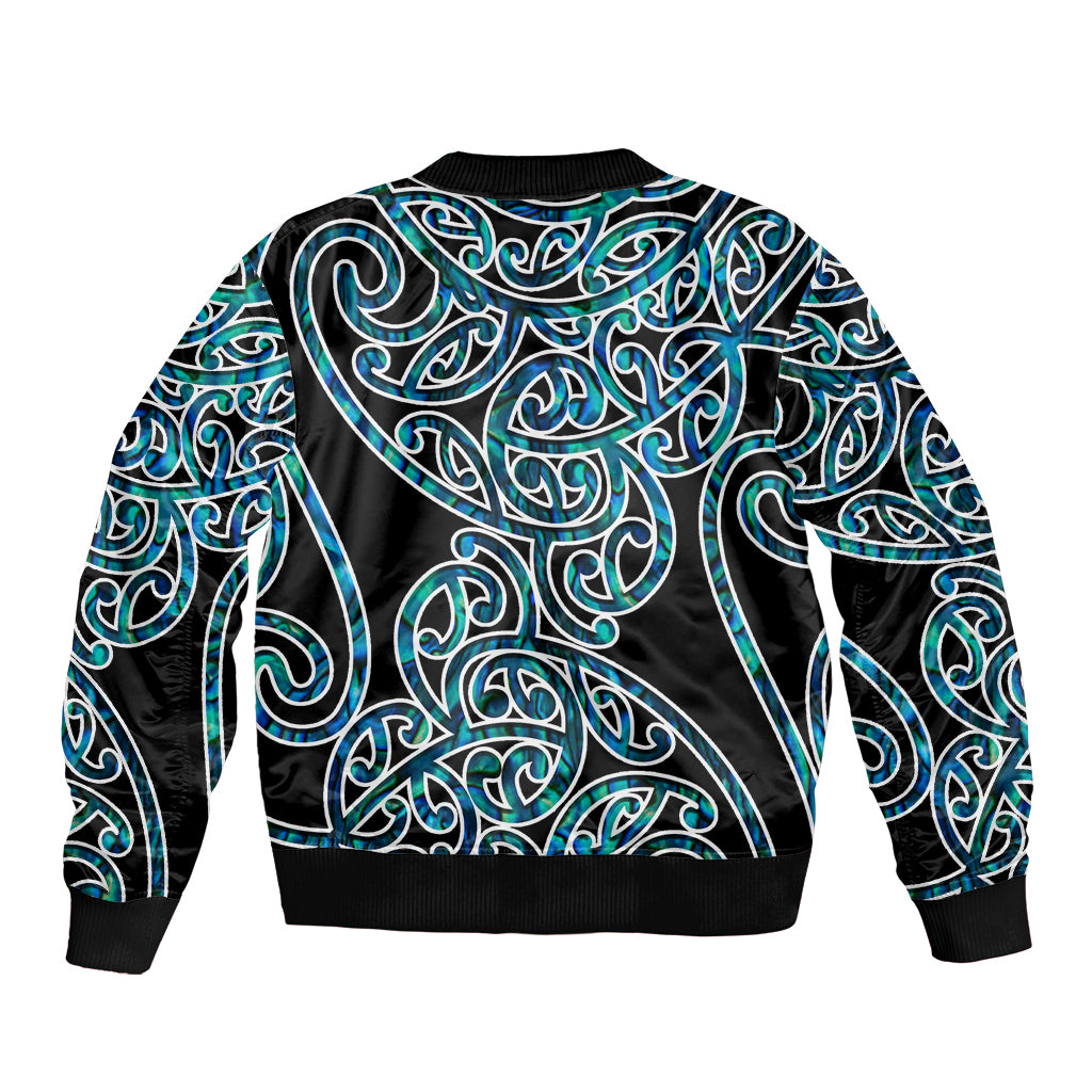 New Zealand Sleeve Zip Bomber Jacket Maori Pattern Papua Shell LT6 - Wonder Print Shop