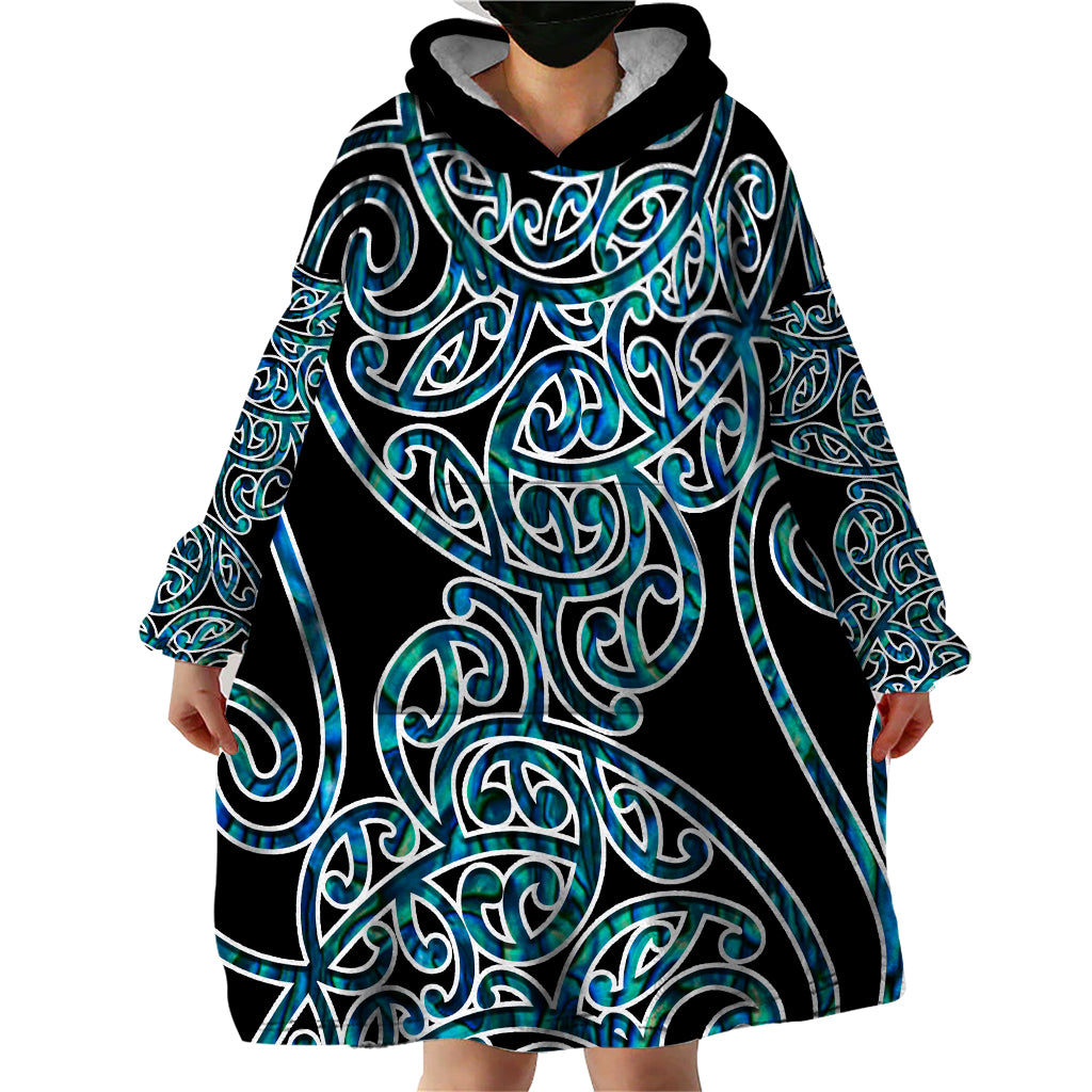 New Zealand Wearable Blanket Hoodie Maori Pattern Papua Shell LT6 - Wonder Print Shop