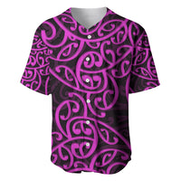 New Zealand Baseball Jersey Maori Pattern Purple LT6 - Wonder Print Shop