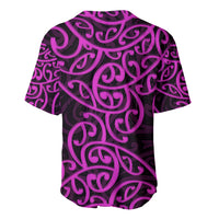 New Zealand Baseball Jersey Maori Pattern Purple LT6 - Wonder Print Shop