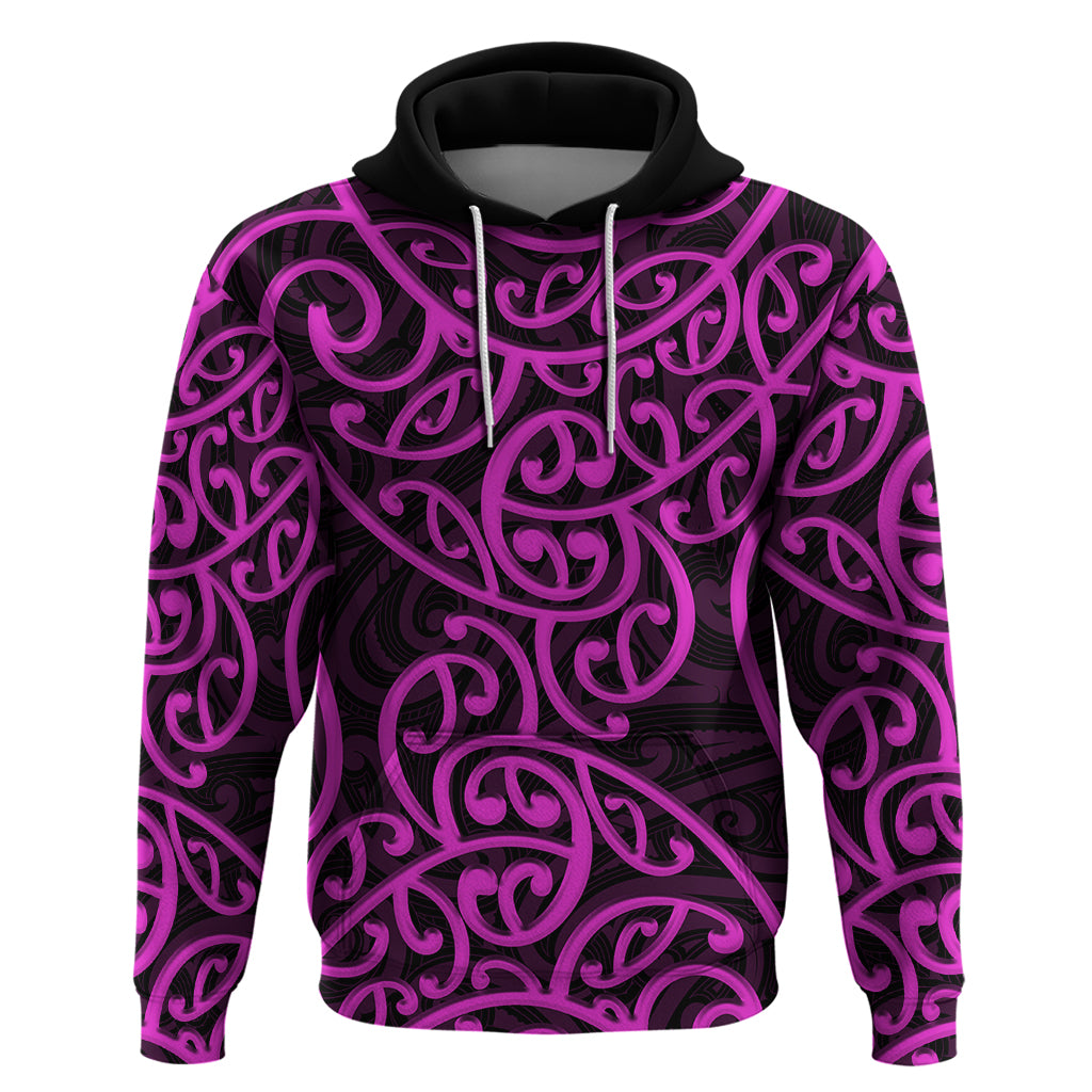 New Zealand Hoodie Maori Pattern Purple LT6 - Wonder Print Shop